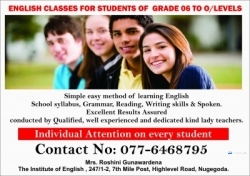 ENGLISH CLASSES FOR GRADE 06 TO O/LEVELS