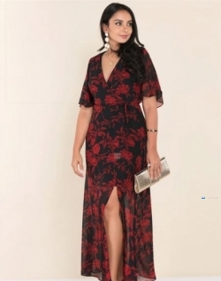 Side Slit Printed Maxi Party Dress Price in Srilanka